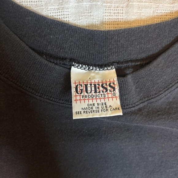 Vintage Guess Jeans Shirt Mens One Size Black Rainbow Logo Graphic 80s - Picture 3 of 14